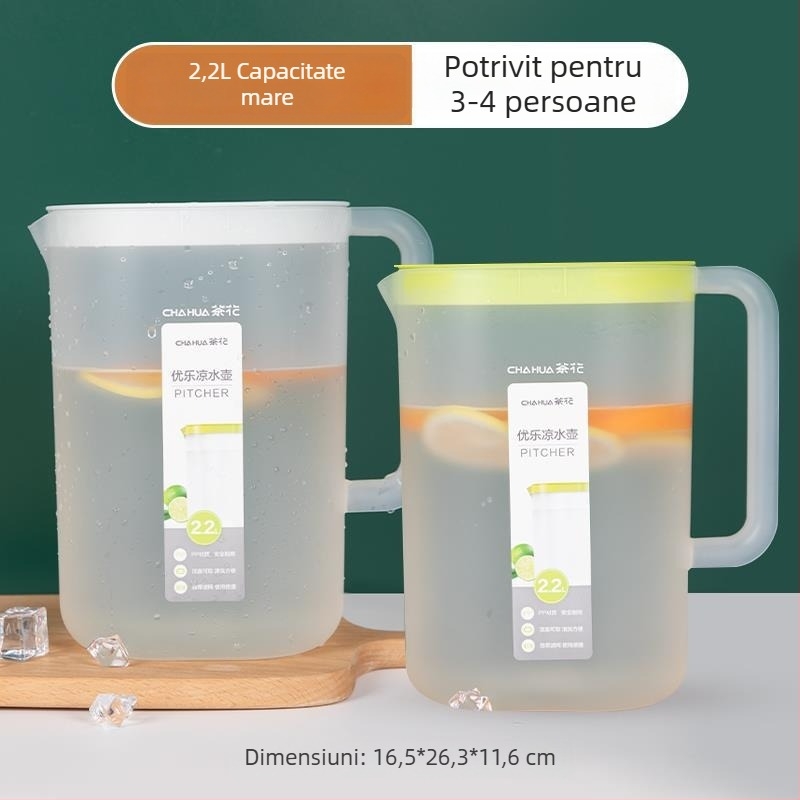 Camellia Cană pentru apă rece – plastic transparent, rezistent la temperaturi înalte, capacitate mare pentru ceai rece și suc