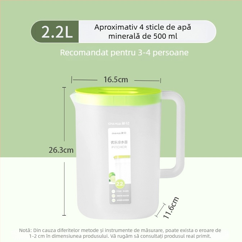 Camellia Cană pentru apă rece – plastic transparent, rezistent la temperaturi înalte, capacitate mare pentru ceai rece și suc