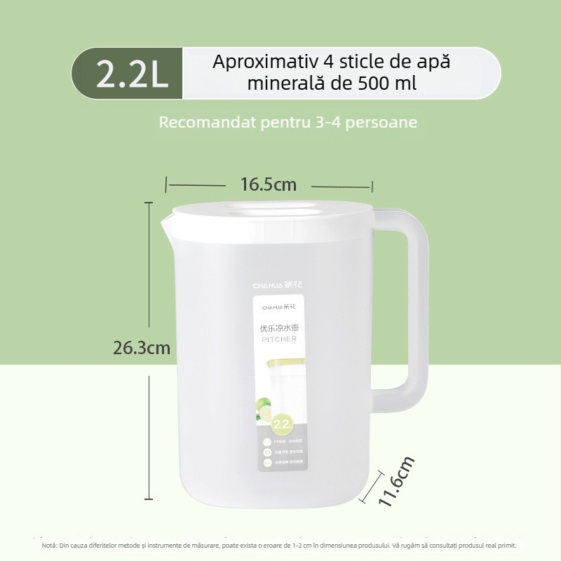 Camellia Cană pentru apă rece – plastic transparent, rezistent la temperaturi înalte, capacitate mare pentru ceai rece și suc