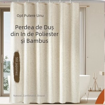 Stil japonez, nou, simplu, culoare solidă, perdea de duș din poliester și in cu textură slub pentru baie, montaj fără găuri