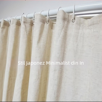 Stil japonez, nou, simplu, culoare solidă, perdea de duș din poliester și in cu textură slub pentru baie, montaj fără găuri