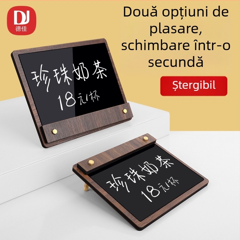 Tablă de afișaj a prețului din lemn de nuc, etichetă de preț scrisă de mână, tablă de scriere mică