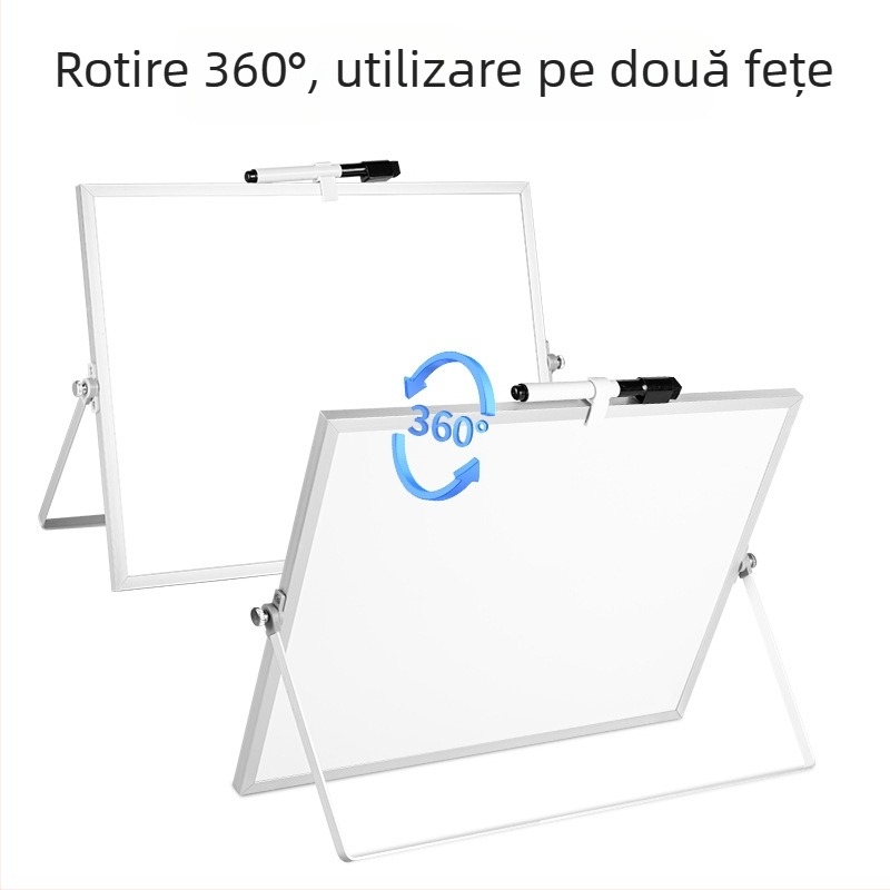 Tablă albă de birou cu suport, tablă magnetică metalică cu două fețe pentru birou, predare, casă și copii