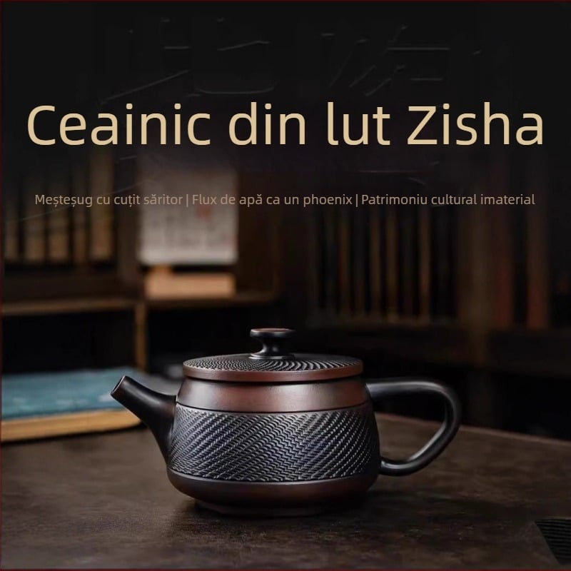 Ceainic din lut mov, lucrat manual, capacitate mare, stil plăci Han, set de ceai pentru casă, cadou de lux