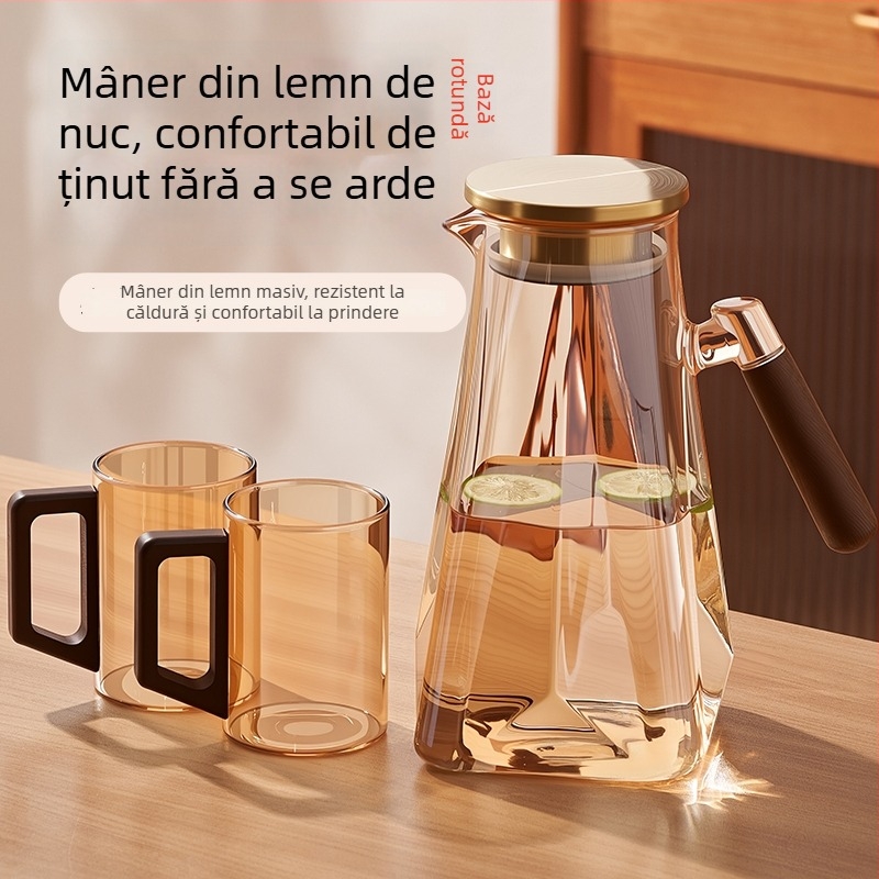 Cană de apă rece din sticlă borosilicată, rezistentă la temperaturi înalte, capacitate mare, pentru sucuri și băuturi, utilizare casnică