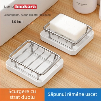 Imakara stil japonez - suport pentru săpun din oțel inoxidabil pentru baie, etajat, cu drenaj