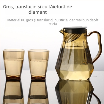 Ceainic din policarbonat și cană acrilică – durabil la temperaturi înalte, ceainic pentru ceai, cană pentru sucuri, cană pentru apă rece, portabil, de calitate alimentară, pentru restaurante și uz casnic