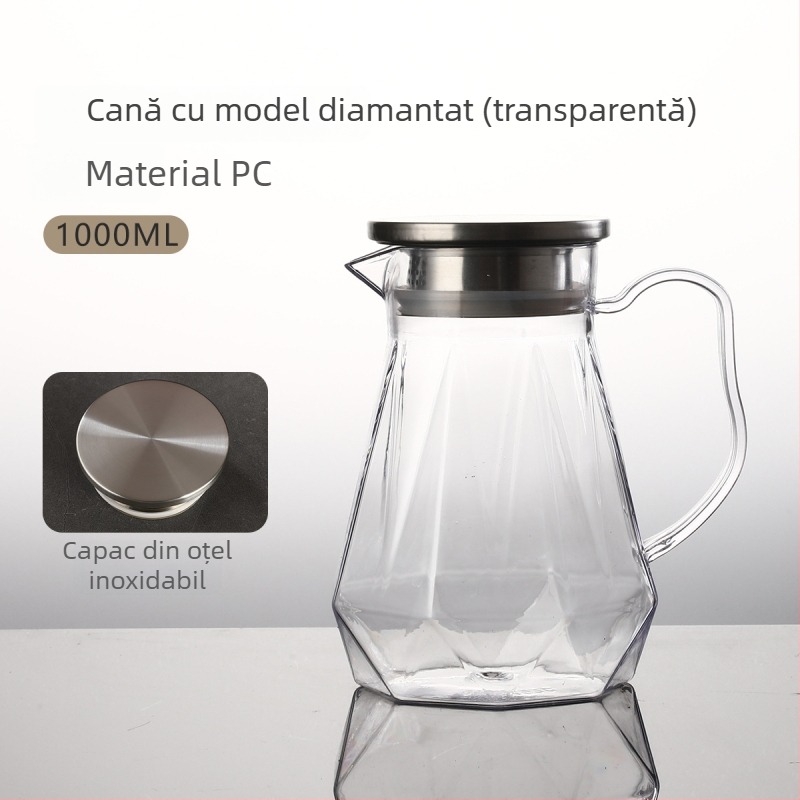 Ceainic din policarbonat și cană acrilică – durabil la temperaturi înalte, ceainic pentru ceai, cană pentru sucuri, cană pentru apă rece, portabil, de calitate alimentară, pentru restaurante și uz casnic