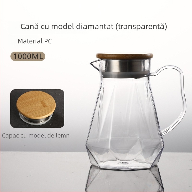 Ceainic din policarbonat și cană acrilică – durabil la temperaturi înalte, ceainic pentru ceai, cană pentru sucuri, cană pentru apă rece, portabil, de calitate alimentară, pentru restaurante și uz casnic