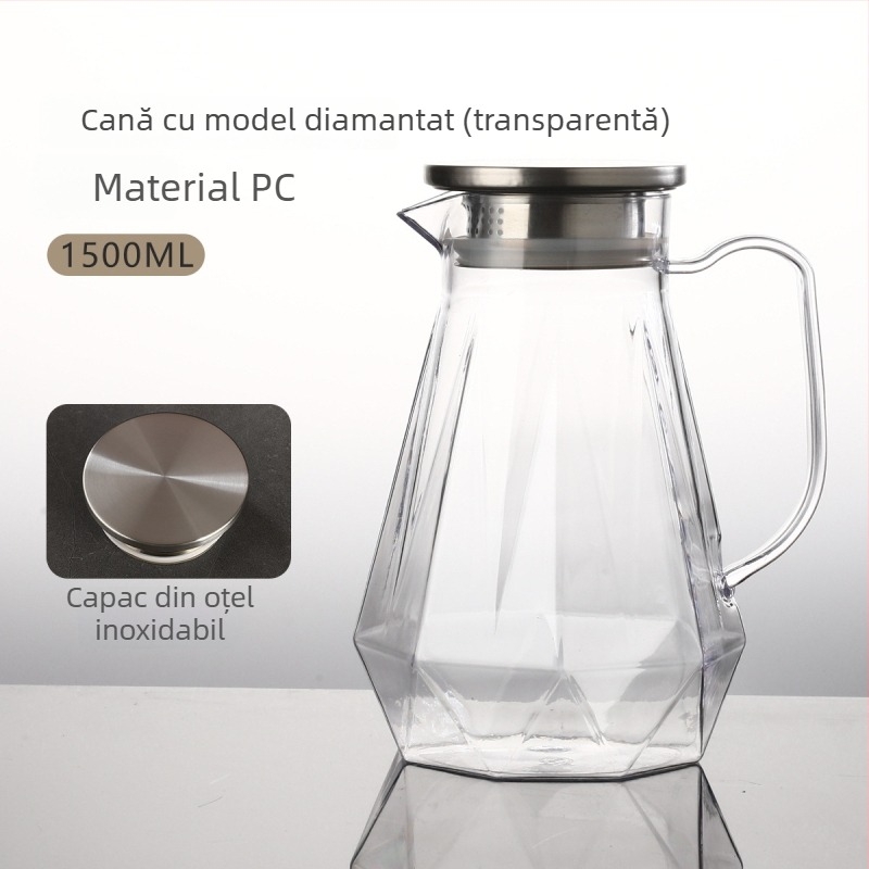 Ceainic din policarbonat și cană acrilică – durabil la temperaturi înalte, ceainic pentru ceai, cană pentru sucuri, cană pentru apă rece, portabil, de calitate alimentară, pentru restaurante și uz casnic