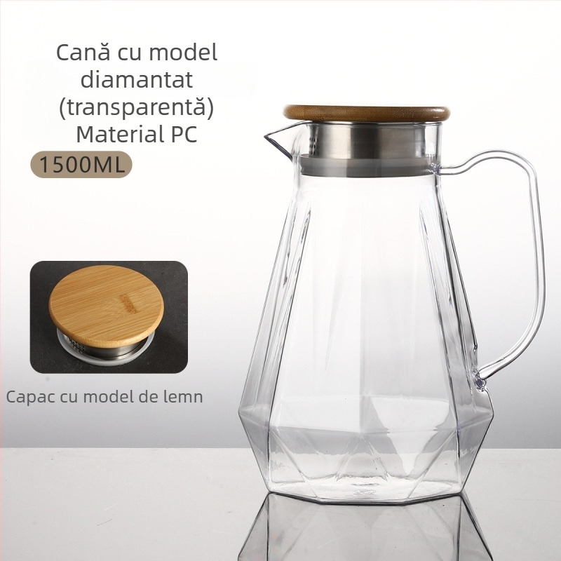Ceainic din policarbonat și cană acrilică – durabil la temperaturi înalte, ceainic pentru ceai, cană pentru sucuri, cană pentru apă rece, portabil, de calitate alimentară, pentru restaurante și uz casnic