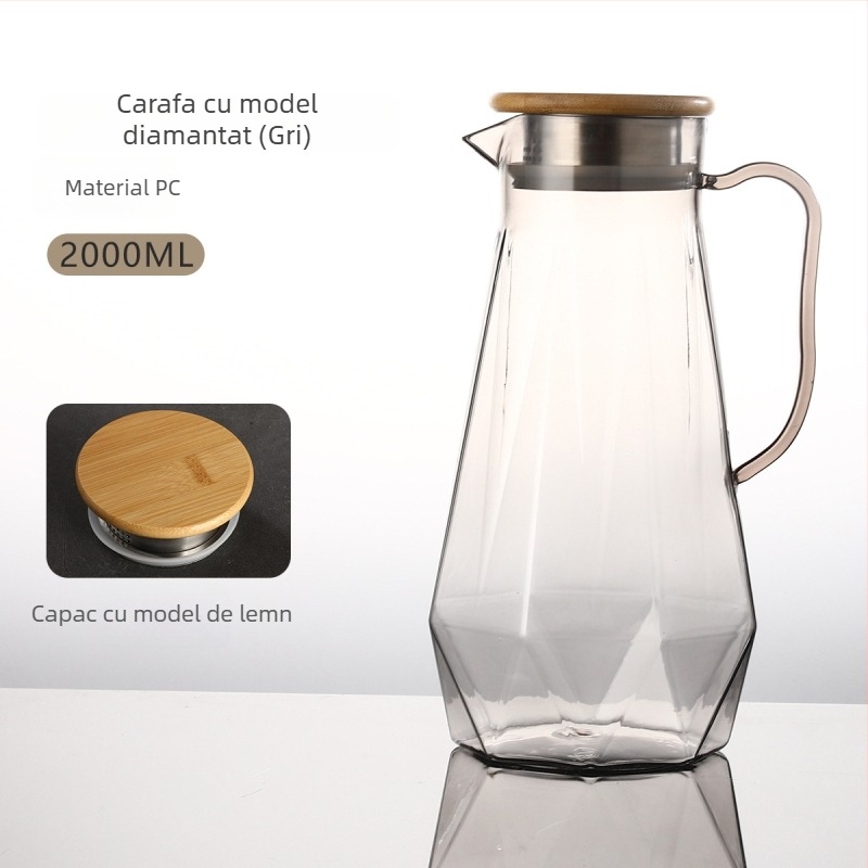 Ceainic din policarbonat și cană acrilică – durabil la temperaturi înalte, ceainic pentru ceai, cană pentru sucuri, cană pentru apă rece, portabil, de calitate alimentară, pentru restaurante și uz casnic