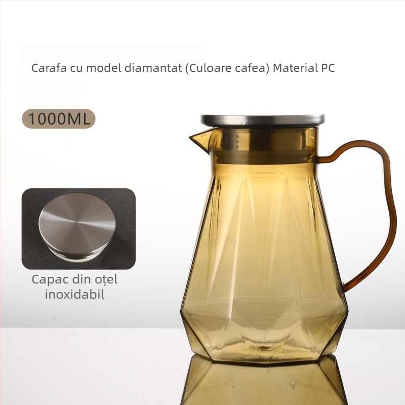 Ceainic din policarbonat și cană acrilică – durabil la temperaturi înalte, ceainic pentru ceai, cană pentru sucuri, cană pentru apă rece, portabil, de calitate alimentară, pentru restaurante și uz casnic