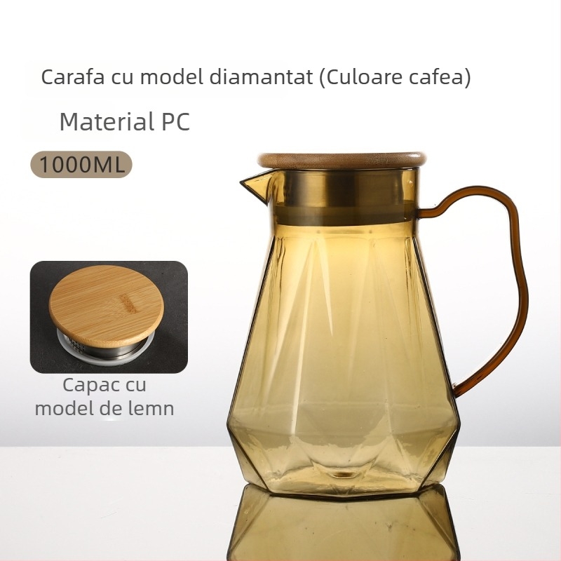 Ceainic din policarbonat și cană acrilică – durabil la temperaturi înalte, ceainic pentru ceai, cană pentru sucuri, cană pentru apă rece, portabil, de calitate alimentară, pentru restaurante și uz casnic