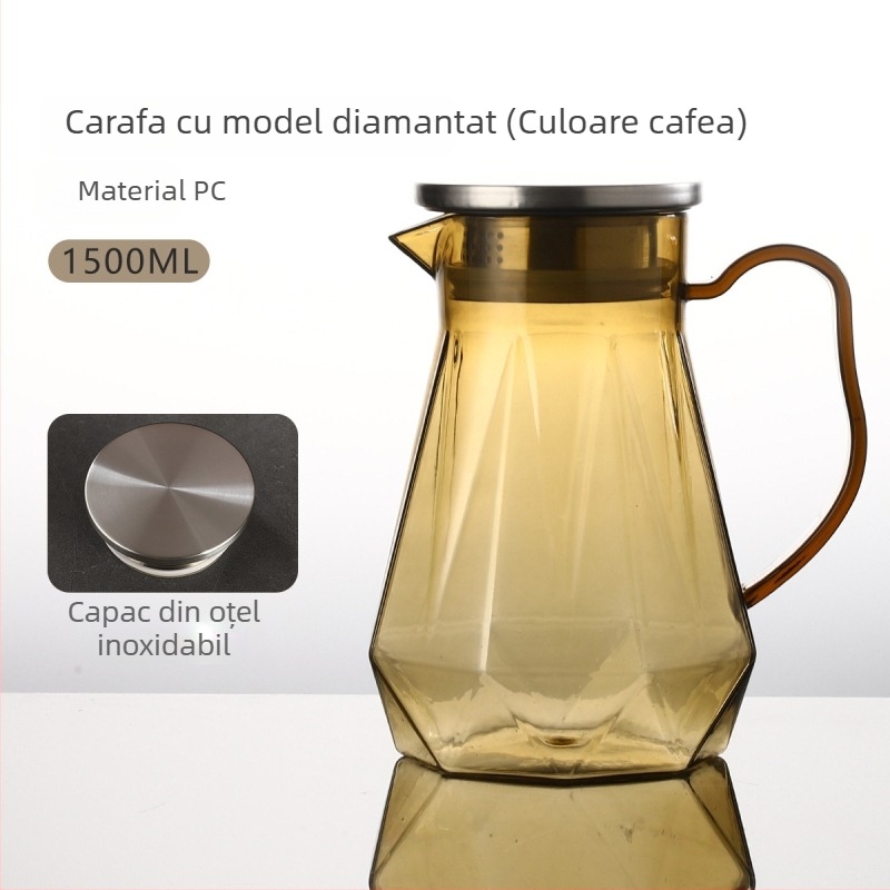 Ceainic din policarbonat și cană acrilică – durabil la temperaturi înalte, ceainic pentru ceai, cană pentru sucuri, cană pentru apă rece, portabil, de calitate alimentară, pentru restaurante și uz casnic