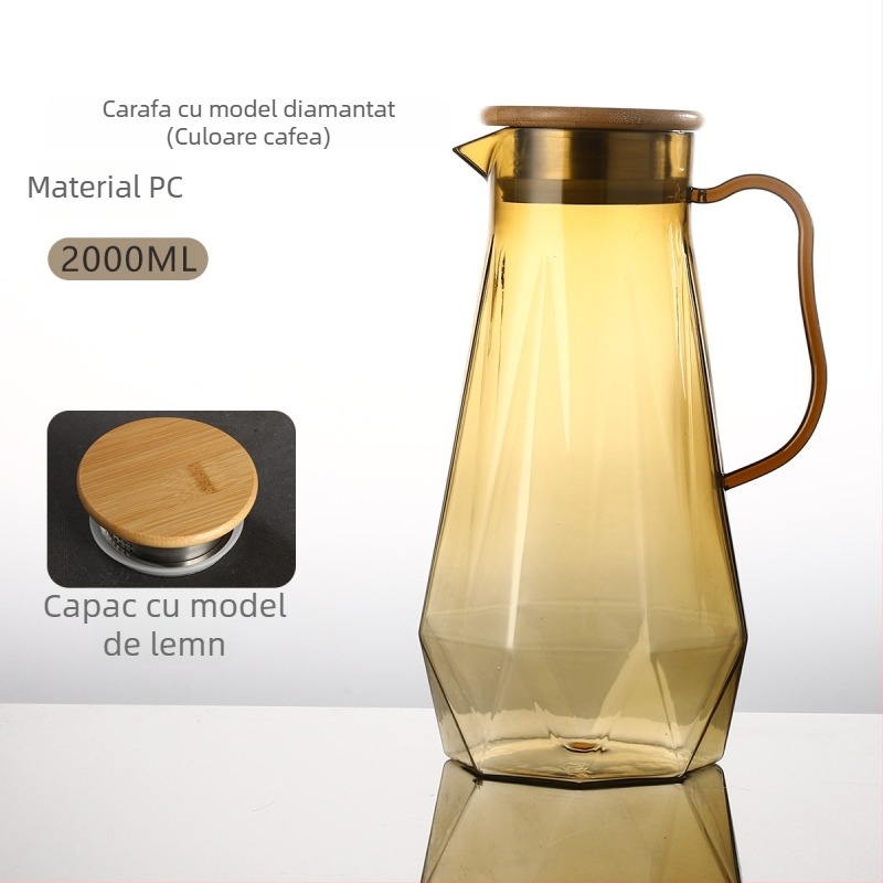 Ceainic din policarbonat și cană acrilică – durabil la temperaturi înalte, ceainic pentru ceai, cană pentru sucuri, cană pentru apă rece, portabil, de calitate alimentară, pentru restaurante și uz casnic