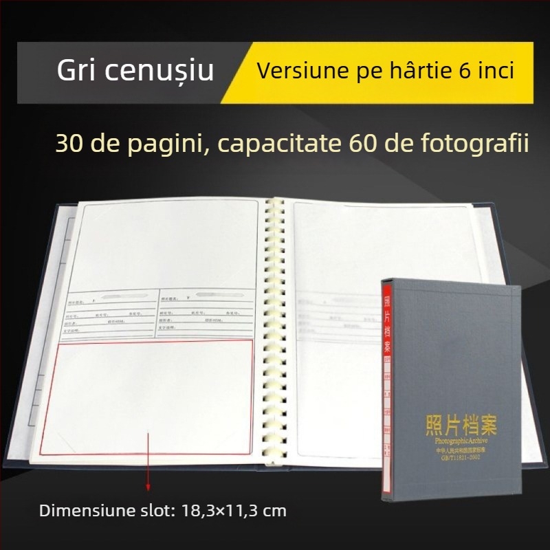 Album foto arhiv gri pentru dimensiuni de 5, 6, 7 și 9 inch – cutie de inginerie pentru stocare CD, standard național