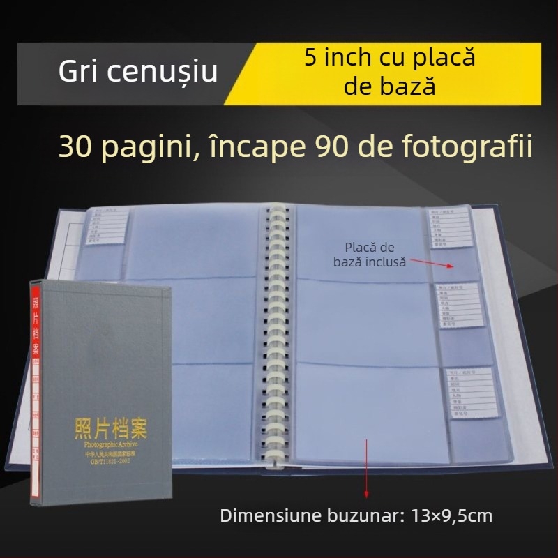 Album foto arhiv gri pentru dimensiuni de 5, 6, 7 și 9 inch – cutie de inginerie pentru stocare CD, standard național