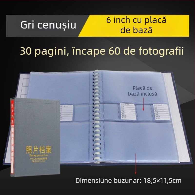 Album foto arhiv gri pentru dimensiuni de 5, 6, 7 și 9 inch – cutie de inginerie pentru stocare CD, standard național