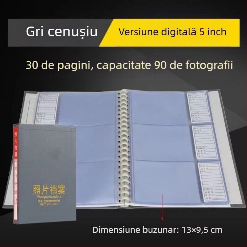 Album foto arhiv gri pentru dimensiuni de 5, 6, 7 și 9 inch – cutie de inginerie pentru stocare CD, standard național