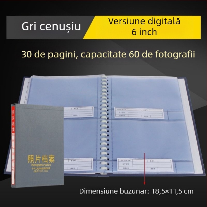 Album foto arhiv gri pentru dimensiuni de 5, 6, 7 și 9 inch – cutie de inginerie pentru stocare CD, standard național