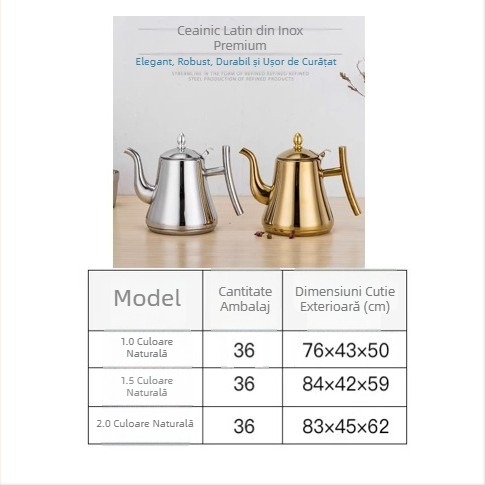 Ceainic din oțel inoxidabil cu filtru, pentru restaurante și hoteluri, compatibil cu plita cu inducție, ceainic de casă pentru infuzare ceai, ceainic pentru ceai de flori