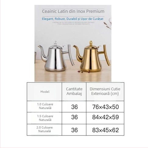 Ceainic din oțel inoxidabil cu filtru, pentru restaurante și hoteluri, compatibil cu plita cu inducție, ceainic de casă pentru infuzare ceai, ceainic pentru ceai de flori