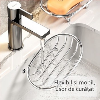 Suport de săpun din oțel inoxidabil pentru baie, cu drenaj, design decupat, raft de masă pentru depozitare, farfurie de săpun