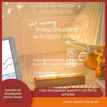 Tablă de mesaje acrilică, dublă față, cu clips, transparentă și luminoasă, pentru birou, mic obiect decorativ pentru învățare