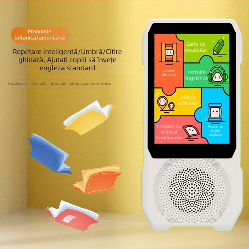 Dispozitiv portabil de învățare a limbilor cu translator, practică orală și auditivă, bibliotecă vastă de materiale didactice și funcție de repetare