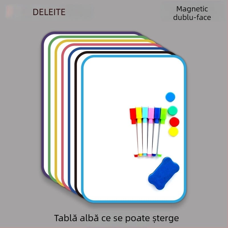 Tablă albă magnetică, reversibilă, pentru copii, suport de birou pentru scriere și notițe