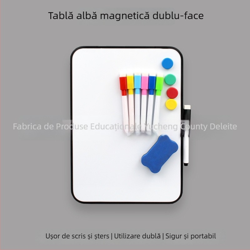 Tablă albă magnetică, reversibilă, pentru copii, suport de birou pentru scriere și notițe
