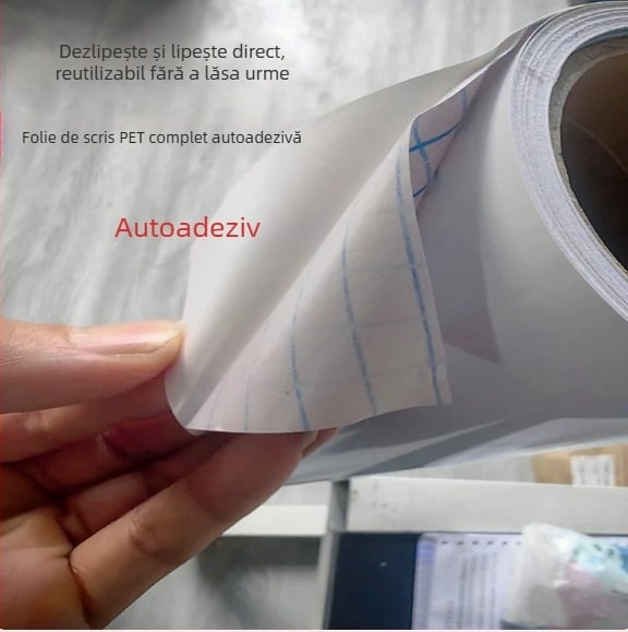 Film adeziv PET pentru tablă albă, suprafață de scriere ștergătoare, o singură față, panou din plastic, 120 x 90 cm, pentru desen și instruire