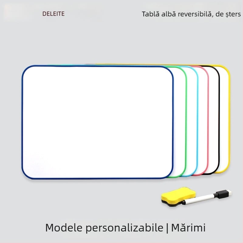Tablă mică din lemn, albă, cu două fețe, ștergibilă, portabilă pentru desen și scris pentru copii