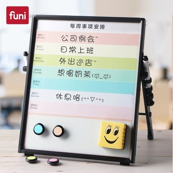 FUNI tablă magnetică din sticlă, pentru birou și învățare, ramă din aluminiu, față unică, tablă de desen pe birou pentru copii