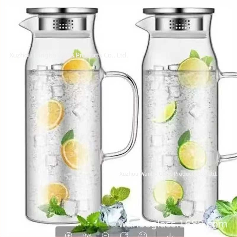 Carafă din sticlă borosilikată pentru apă rece, rezistentă la temperaturi înalte, capacitate mare, pentru băuturi