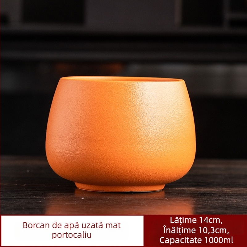 Accesorii vintage Gongfu pentru ceai: recipient pentru resturi de ceai, cană de spălare a ceaiului, depozitare pentru cești, recipient mare de apă, găleată pentru apă uzată