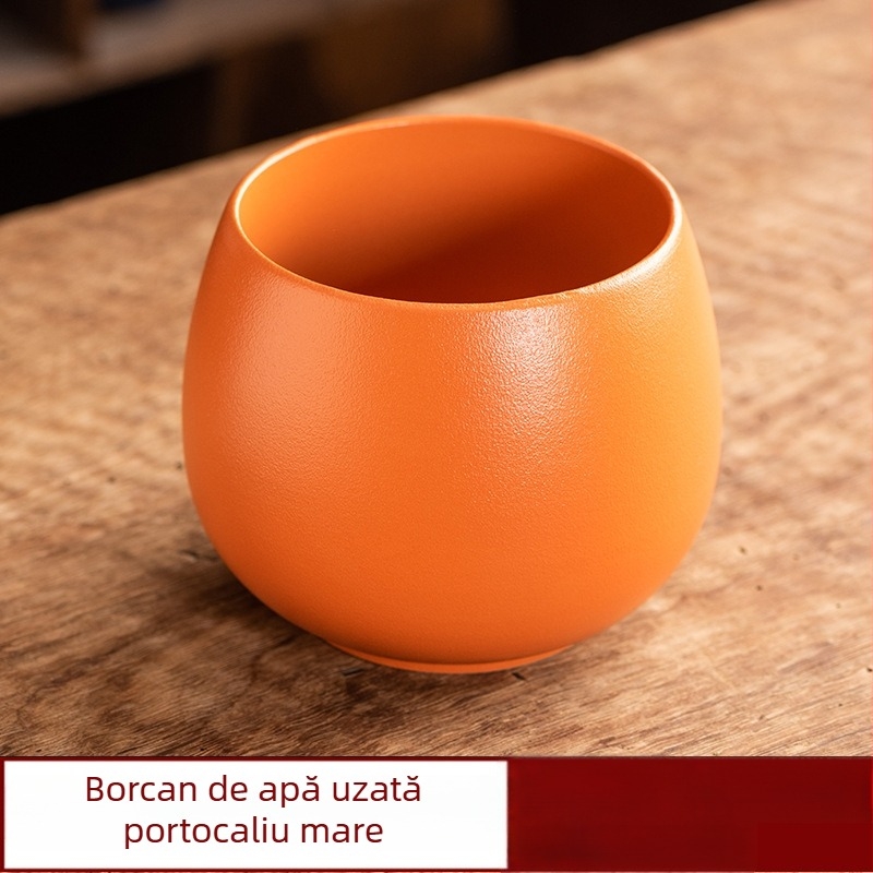 Accesorii vintage Gongfu pentru ceai: recipient pentru resturi de ceai, cană de spălare a ceaiului, depozitare pentru cești, recipient mare de apă, găleată pentru apă uzată