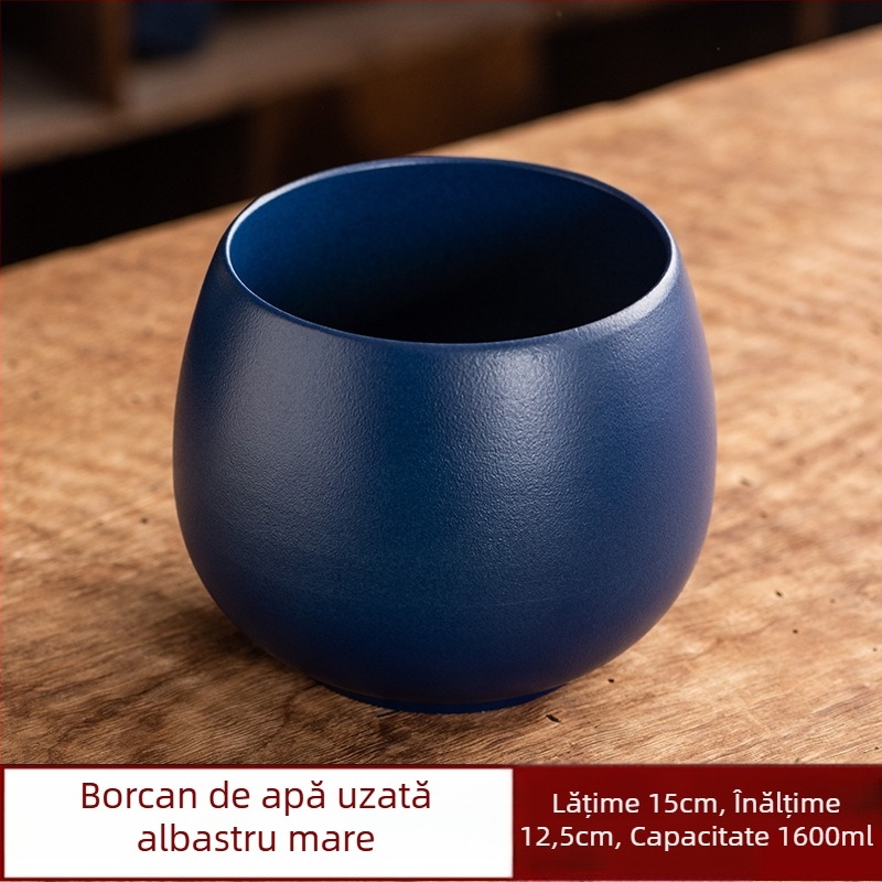 Accesorii vintage Gongfu pentru ceai: recipient pentru resturi de ceai, cană de spălare a ceaiului, depozitare pentru cești, recipient mare de apă, găleată pentru apă uzată