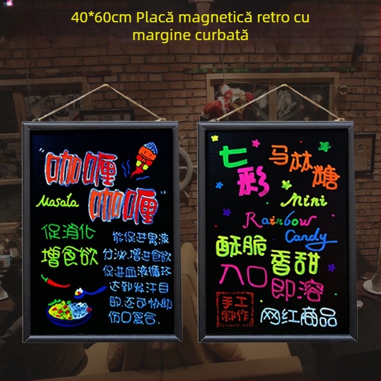 Tabla magnetică de tip vintage, atârnată, verticală pentru învățare și desen, pentru cafenea și restaurant, meniu și notițe, 40×60 cm