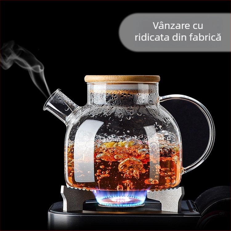 Ceainic din sticlă Nordic, cu capacitate mare, pentru apă rece, ceai de fructe și flori, capac din bambus, set de ceai din sticlă