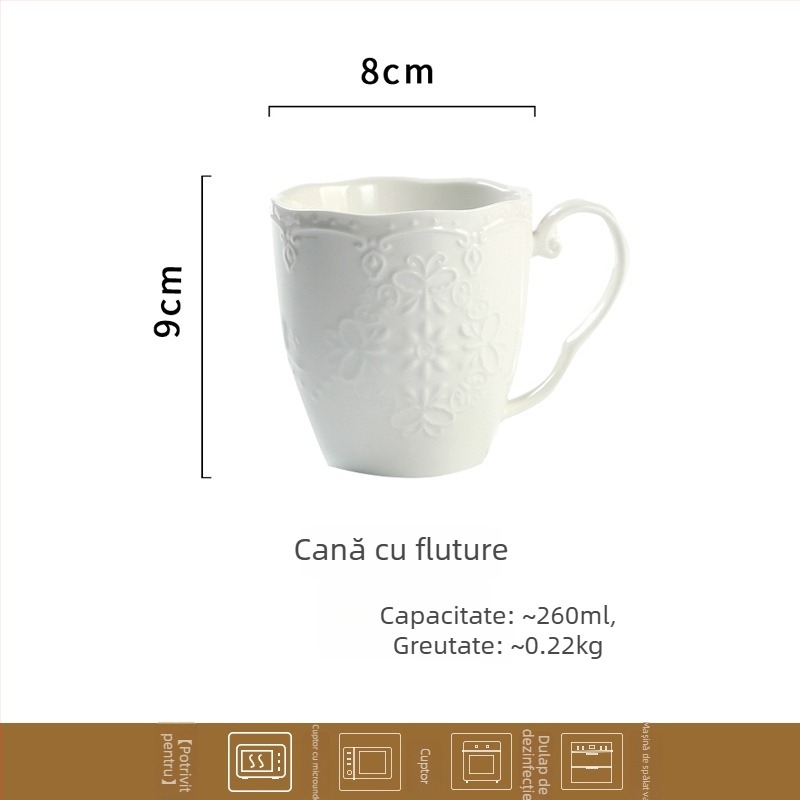 Set ceainic ceramic gravat în stil european, capacitate mare - include ceainic și căni de cafea