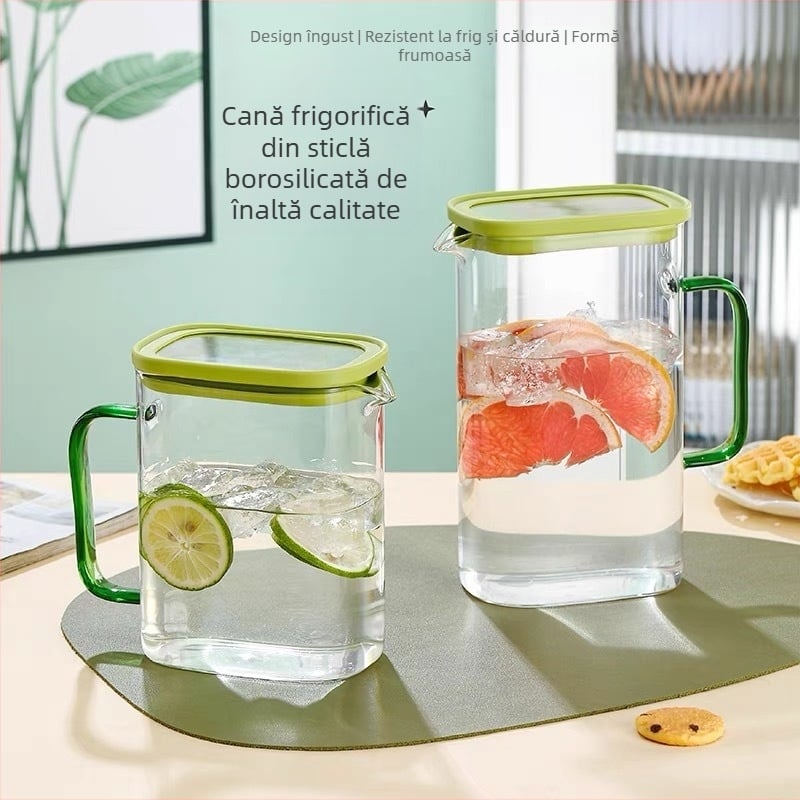 Set de apă din sticlă borosilicat de înaltă calitate, capacitate mare, rezistent la temperaturi ridicate, ceainic și ceașcă pentru ceai și apă rece