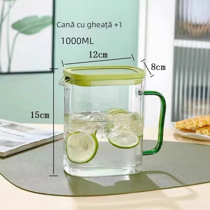 Set de apă din sticlă borosilicat de înaltă calitate, capacitate mare, rezistent la temperaturi ridicate, ceainic și ceașcă pentru ceai și apă rece