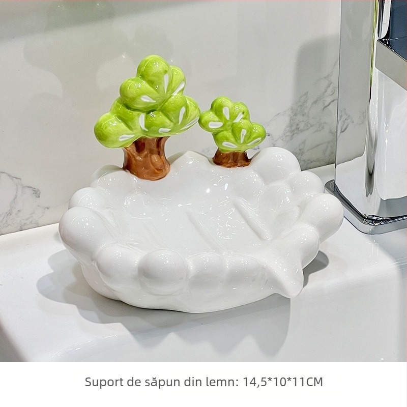 Suport ceramic pentru săpun cu drenaj pentru baie