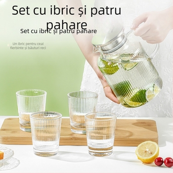 Set de ceainic din sticlă pentru apă rece, design luxuos pentru uz casnic, capacitate mare, rezistent la temperaturi înalte, pentru prepararea ceaiului