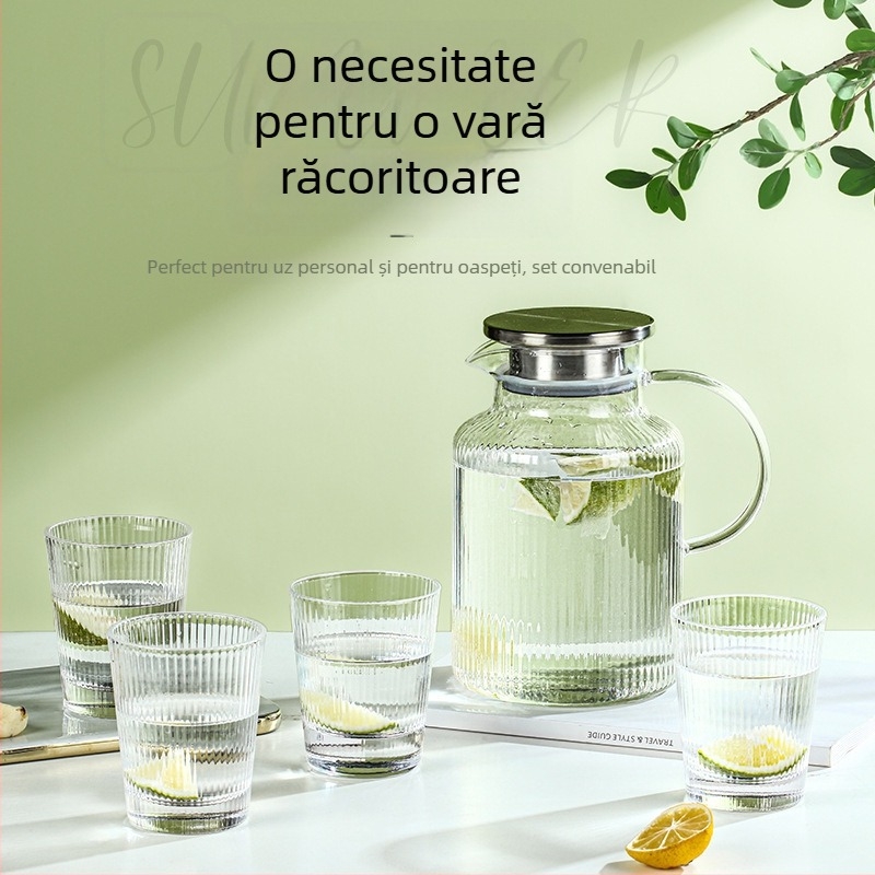 Set de ceainic din sticlă pentru apă rece, design luxuos pentru uz casnic, capacitate mare, rezistent la temperaturi înalte, pentru prepararea ceaiului