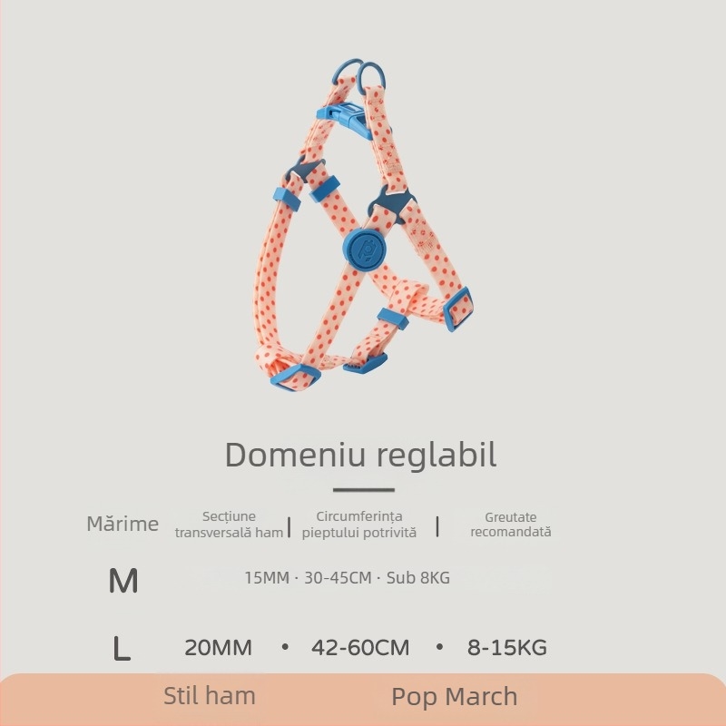 Harnasă de tip vestă pentru câini mici și mijlocii, cu lesă
