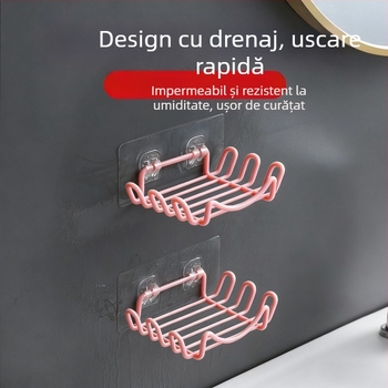 Suport de săpun din oțel inoxidabil, fără găuri, cu drenaj, pentru baie