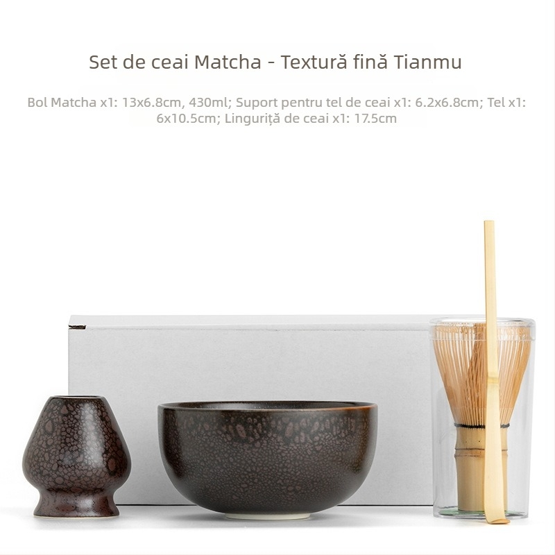 Stil japonez nou: bol de matcha lucrat manual, ceramic pentru ceremonia ceaiului, inspirat din Dinastia Song